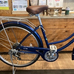 【前後タイヤ・チューブ新品！】 LEDオートライト　6段変速　26インチ自転車　ブルーの画像