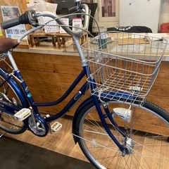 【前後タイヤ・チューブ新品！】 LEDオートライト　6段変速　26インチ自転車　ブルーの画像