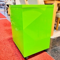 デスクワゴン　サイドワゴン　デスクキャビネット　3段　スチール製　グリーンの画像