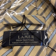 M2511-363 CLUB LAMER ネクタイ ストライプ レジメンタル イエロー系 未使用品の画像