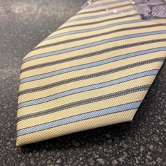 M2511-363 CLUB LAMER ネクタイ ストライプ レジメンタル イエロー系 未使用品の画像