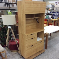 【使い勝手のいいサイズ】キッチンボード ニトリ NITORI エトナシリーズ　ダイニングボード レンジボード レンジ台 食器棚 観音開き扉  幅88.5cm：ナチュラルの画像