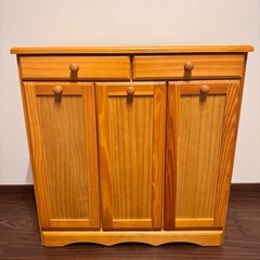 ゴミ箱 木製 15L 3分別 収納 引出付き 作業台 耐熱 棚 台所 キッチンの画像