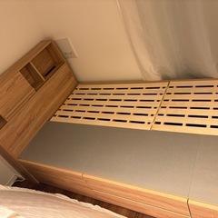 シングルベッド 収納付き ベッドフレーム コンセント付き USBポート付き 引き出し付きの画像