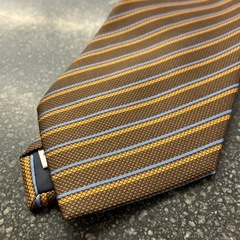 M2511-364 CLUB LAMER ネクタイ ストライプ レジメンタル ブラウン系 未使用品の画像