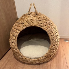 ドーム型 天然素材 猫 ちぐら風 ウォーターヒヤシンス ナチュラルの画像