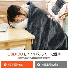 電気毛布 ひざ掛け ブランケット 丸洗い可 143×88の画像