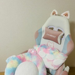 【美品】ゲーミングチェア 猫の肉球クッション 猫耳の画像