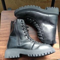 新品 22.5cm レディース ブーツ ブラック 厚底 シューズ サイドゴア 識別番号:【B137-S】の画像