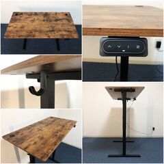 電動昇降デスクW120×D60×H70～cm スタンディングデスク収納フック付・静音/高さメモリー機能搭載 パソコンデスク 展示品・アウトレットの画像