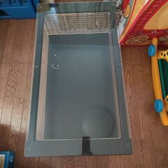 アジアン風　ガラス天板 ウィッカー センターテーブルの画像