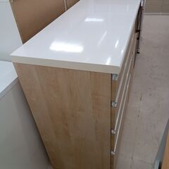 リユースのサカイ栃木店★ジモティ割あり★  レンジボード ホワイト×ベージュ W119.5×D48×H99.5 クリーニング済み TC11682の画像