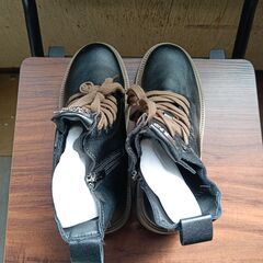 新品 23cm レディース ブーツ ブラック 厚底 シューズ サイドゴア 識別番号:【B140-S】の画像