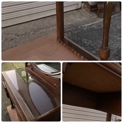 M1122709N 宮城県 引き取り ドレッサー 鏡台 レトロ 大塚家具 アンティーク調 インテリア 洋室 一面鏡 当時物 中古品 現状品の画像