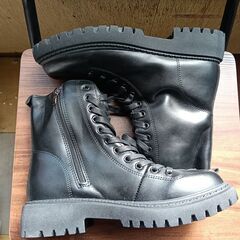 新品 25cm レディース ブーツ ブラック 厚底 シューズ サイドゴア 識別番号:【B143-S】の画像