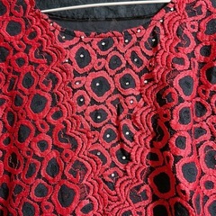 赤と黒の刺繍 五分袖チュニックの画像