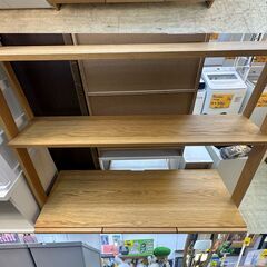 ※即 高野木工 LEIRIA キャビネット 引出し3杯 収納付き 飾り棚 オーク材 ナチュラル■幅118㎝×奥行41㎝×高さ172.5㎝■近隣配送無料 買取帝国 朝霞店の画像