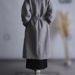 グレー ダブルブレスト チェスターコート L Lの画像