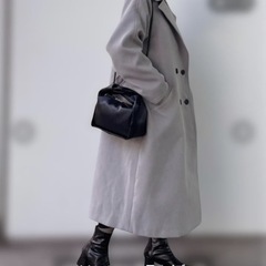 グレー ダブルブレスト チェスターコート L Lの画像