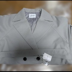 グレー ダブルブレスト チェスターコート L Lの画像