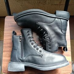 新品 24.5cm レディース ブーツ ブラック 厚底 シューズ サイドゴア 識別番号:【B144-S】の画像