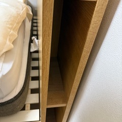 【無料】ライトブラウンのベッドフレーム＋マットレスセットの画像