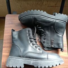 新品 23.5cm レディース ブーツ ブラック 厚底 シューズ サイドゴア 識別番号:【B145-S】の画像