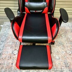 極美品 GTRACING ゲーミングチェア オットマン付き 高機能 高耐久の画像