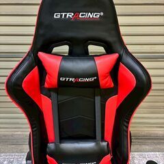 極美品 GTRACING ゲーミングチェア オットマン付き 高機能 高耐久の画像