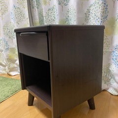 ニトリ　サイドテーブル(アスカ 1段 DBR) ナイトテーブル　ミニテーブル　引き出し付き の画像