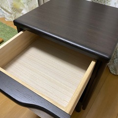 ニトリ　サイドテーブル(アスカ 1段 DBR) ナイトテーブル　ミニテーブル　引き出し付き の画像