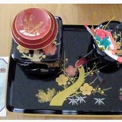 美品　会津塗　台付三段重　屠蘇器　重箱セットの画像