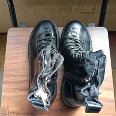 新品 24.5cm レディース ブーツ ブラック 厚底 シューズ サイドゴア 識別番号:【B148-S】の画像