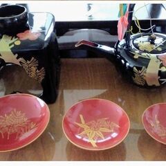 美品　会津塗　台付三段重　屠蘇器　重箱セットの画像