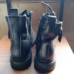 新品 22.5cm レディース ブーツ ブラック 厚底 シューズ サイドゴア 識別番号:【B149-S】の画像