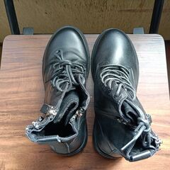 新品 22.5cm レディース ブーツ ブラック 厚底 シューズ サイドゴア 識別番号:【B149-S】の画像