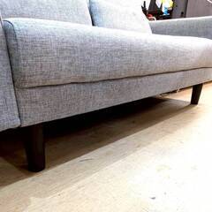 LOWYA ソファ 2人掛け 布張り グレー クッション付の画像