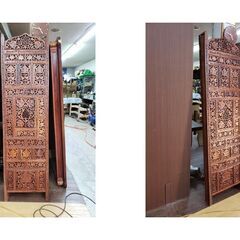 K23　美品　木製　四枚折り畳み　パーテーションの画像