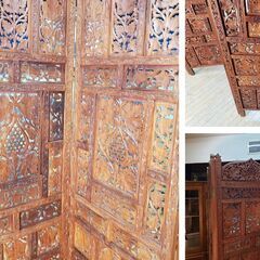 K23　美品　木製　四枚折り畳み　パーテーションの画像