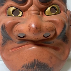 能面　朱泥　大癋見（おおべしみ) レア　昭和レトロ　コレクションの画像