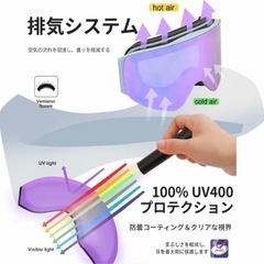 ✨新品未使用✨大人気ダークパープル　保存ケース付き　LECAGE スノーボードゴーグル｜防曇・UVカット・メガネ対応｜フリップアップ式・軽量モデル　定価¥5,997の画像