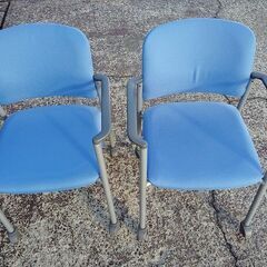 コクヨ　CK　青布張り肘置き付キャスターチェア６脚セット　ミーティングチェア　会議イス『良品中古』の画像