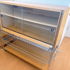 無印良品  ステンレスユニットシェルフ ガラス引き戸付の画像