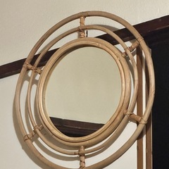 IKEA ラタン　ミラー　鏡　の画像