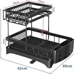 【新品未使用】工具不要❗️大容量食器水切りラック　取り外し可能な2段タイプ　MUTAO 黒の画像
