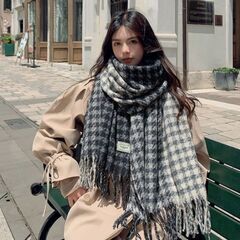 【新品・未使用】大判 ストール マフラー  ショール ひざ掛け 格子柄　チェック 防寒  韓国 オルチャン 商品番号-2206の画像