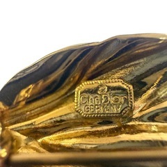 【美品】希少 Christian Dior リーフモチーフ ブローチ ゴールドの画像