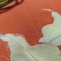 帯締め 帯揚げ セット 茶 緑 丸組 縮緬 ２色 バイカラー 暈し グラデーション 茶系 緑系 差し色　白の画像