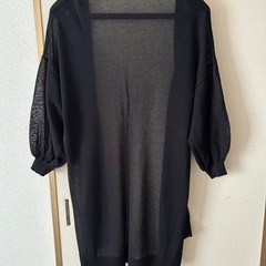 ブラック シアー ロングカーディガン 薄手 羽織りの画像