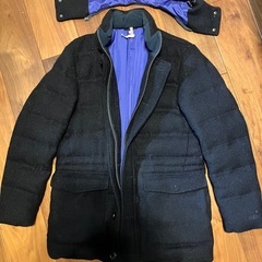 Harris Tweed フード付GEORGIAダウンコート紺の画像